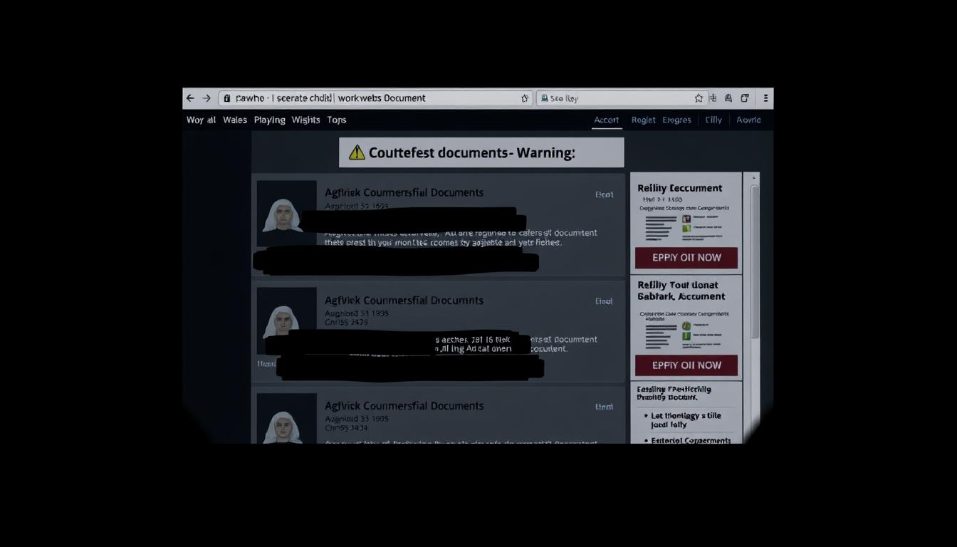 Dark web interface showing illegal marketplace