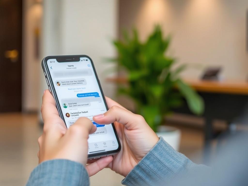 Person using encrypted messaging app on smartphone